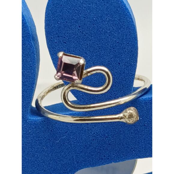 Sexy Purple Crystal Rhinestone Toe Ring Adjustable Size Sterling Silver Gift Box - Picture 7 of 7